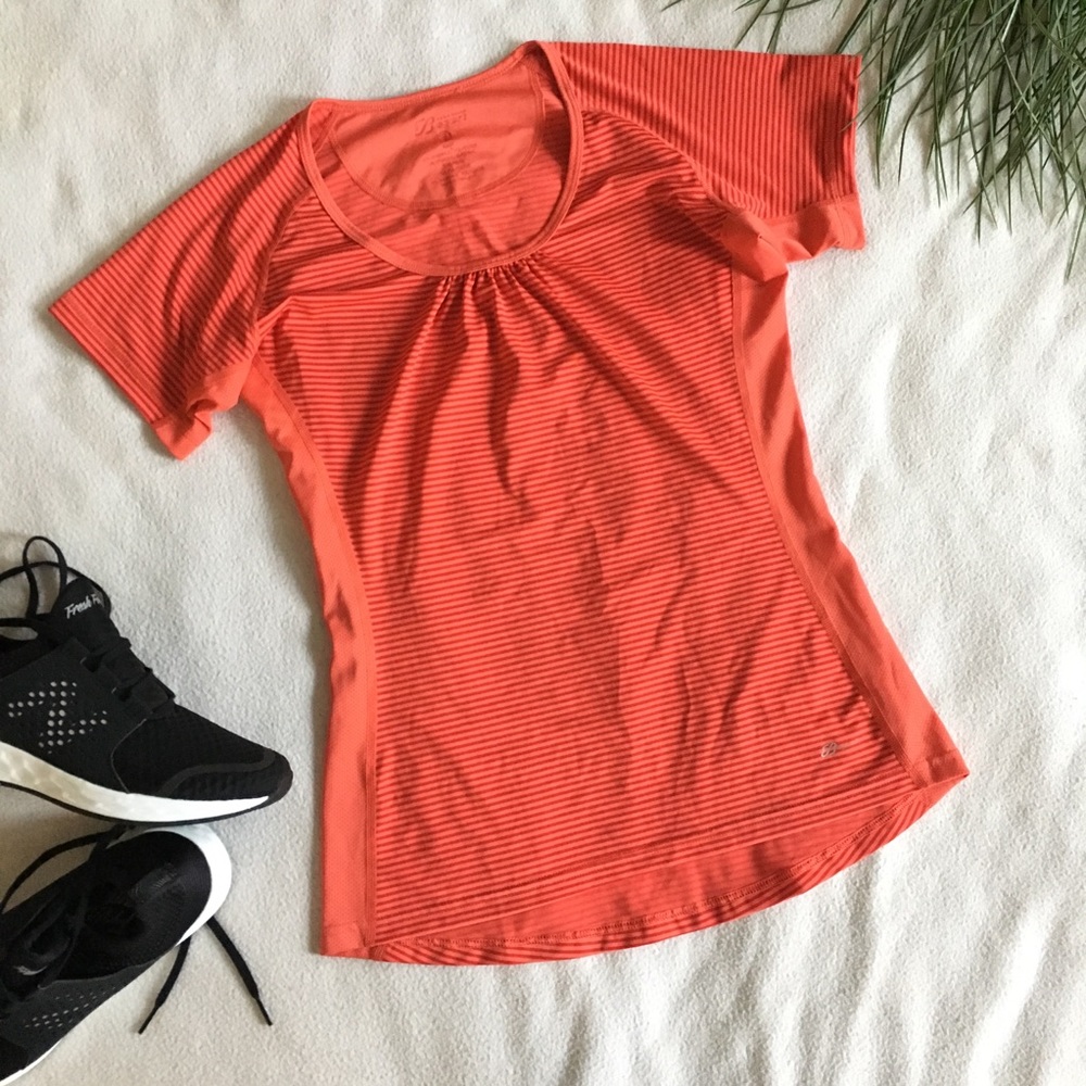Eddie Bauer stripe dri fit scoop neck workout top